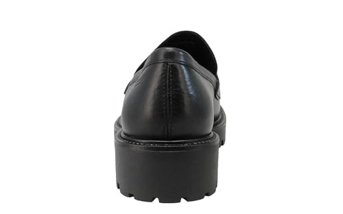 Vagabond Womens Kenova Smooth Black Leather Chunky Sole Loafers - Black - 10