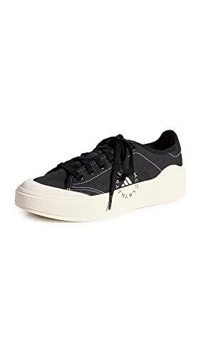 adidas by Stella McCartney Women's Court Sneakers, Core Black/Core Black/OffWhite, 7.5 Medium US