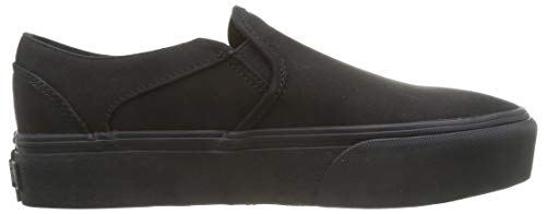 Vans Women's Asher Platform Slip-On Sneaker, Canvas Black Black, 10