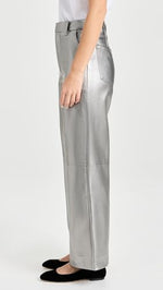 Joe's Jeans Women's The Mia Vegan Leather Crop Trouser, Metallic Silver