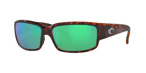 Costa Del Mar Caballito 6S9025 902512 59MM 10 Tortoise/Green Mirror 580g Polarized Rectangular Sunglasses for Men + BUNDLE with Designer iWear Eyewear Kit