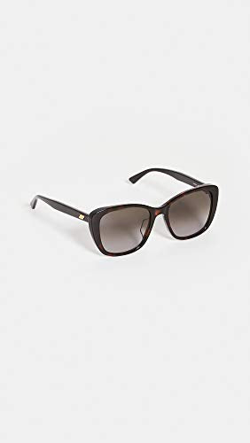 Bottega Veneta Women's New Entry Beveled Shape Sunglasses, Havana-Havana-Grey, One Size