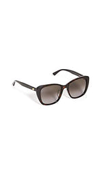 Bottega Veneta Women's New Entry Beveled Shape Sunglasses, Havana-Havana-Grey, One Size