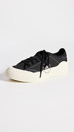 adidas by Stella McCartney Women's Court Sneakers, Core Black/Core Black/OffWhite, 7.5 Medium US