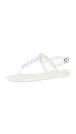 Stuart Weitzman Women's Goldie Jelly Sandals, Clear, 5 Medium US