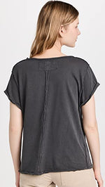 Free People Dylan Tee for Women - Scoop Neckline with Short Sleeves, Super Comfy and Breathable Tee Charcoal MD (Women's 8-10) One Size