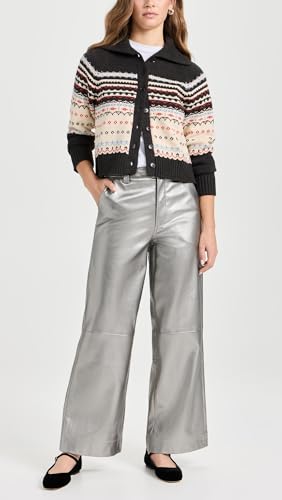 Joe's Jeans Women's The Mia Vegan Leather Crop Trouser, Metallic Silver