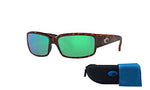 Costa Del Mar Caballito 6S9025 902512 59MM 10 Tortoise/Green Mirror 580g Polarized Rectangular Sunglasses for Men + BUNDLE with Designer iWear Eyewear Kit