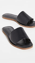 Madewell The Boardwalk Post Slide Sandal in Leather True Black 7.5 M