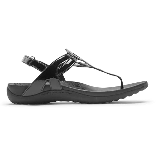 Cobb Hill Women's Ramona-CH Flat Sandal, Black Patent, 9 M US