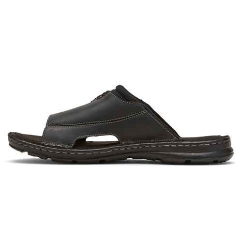 Rockport Men's Darwyn 2 Slide Sandal, Black Leather 2, 9.5