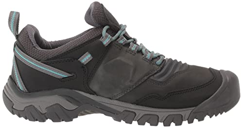 KEEN Women's Ridge Flex Low Height Waterproof Hiking Boots, Raven/Porcelain, 8