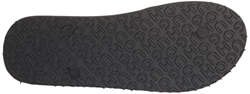 HUGO Mens Bold Logo Denim Print Flip-Flop, Charcoal Denim, 12 US