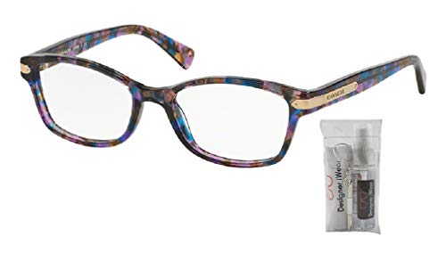 Coach HC6065 5288 49 MM Confetti Purple Rectangle Eyeglasses For Women+ BUNDLE With Designer iWear Eyewear Kit