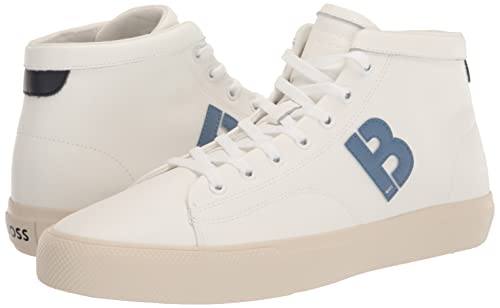 B Logo High Top Leather Sneaker Light Cream