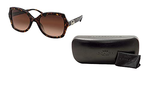 Coach HC8295 56 MM Dark Tortoise/Dark Brown Gradient Square Sunglasses for Women + BUNDLE With Designer iWear Eyewear Kit