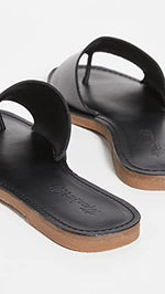Madewell The Boardwalk Post Slide Sandal in Leather True Black 7.5 M