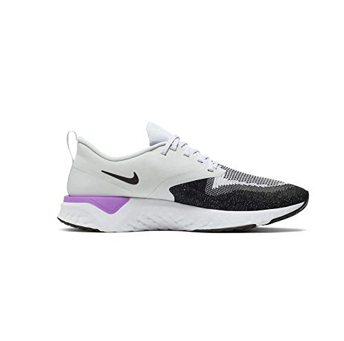 Nike Women's Odyssey React 2 Flyknit Running Shoes (Pure Platinum/Black-White, 11.5)