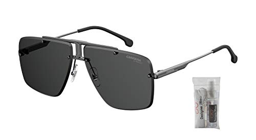 Carrera CA1016/S 0KJ1 64mm Dark Ruthenium/Gray Square Sunglasses for Men for Women + BUNDLE with Designer iWear Eyewear Kit