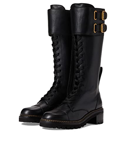 See by Chloe Mallory Combat Over-The-Knee Boot Black EU 37.5 (US Women's 7.5) M