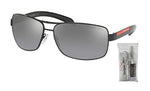 Prada PS54IS 1AB2F2 65M Black/Grey Mirror Silver Gradient Polarized Rectangular Sunglasses For Men + BUNDLE with Designer iWear Eyewear Kit