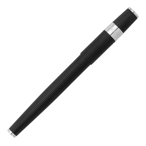 BOSS Rollerball Pen Gear Pinstripe Black/Chrome | Black Ink | Gift Box