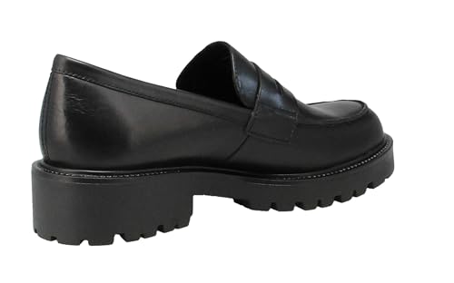 Vagabond Womens Kenova Smooth Black Leather Chunky Sole Loafers - Black - 10