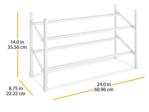 Whitmor 2-Tier Expandable and Stackable Shoe Rack, White