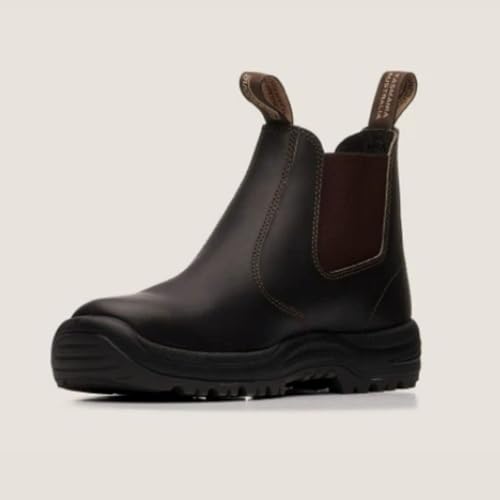 Blundstone Men's 490 Work Series Slip Resistant Chelsea Boots – Premium Oil-Tanned Leather Boot, TPU Outsole & Kick Guard Toe Protective Footwear for Men, Stout Brown, 6.5 US Men / 5.5 AU