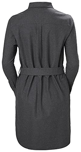 Helly-Hansen Womens Organic Flannel Shirt Dress, 980 Ebony Melange, Large
