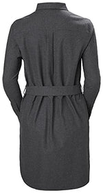 Helly-Hansen Womens Organic Flannel Shirt Dress, 980 Ebony Melange, Large