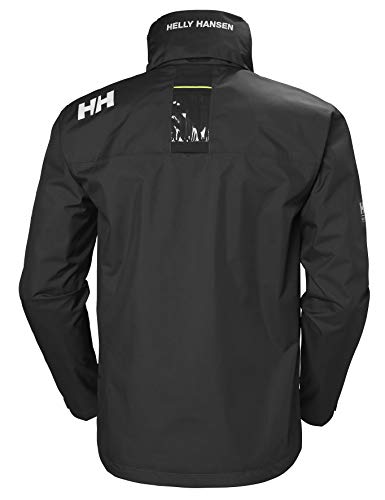 Helly Hansen Men's Crew Hooded Waterproof Windproof Breathable Rain Coat Jacket, 990 Black, Large