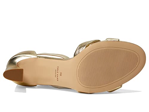 Cole Haan Adella Braided Sandals for Women – Medium Width – Open Almond Toe – PU Midsole – Sculpted Heel Gold Leather 10 B - Medium