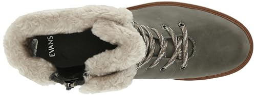 EVANS Women's Bella Winter Lace Up Faux Leather Boot Fashion, Taupe, 8 Wide