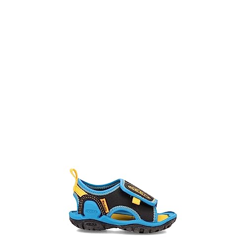 KEEN unisex child Knotch River Open Toe Sandal, Black/Vivid Blue, 8 Little Kid US