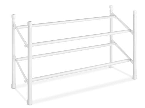 Whitmor 2-Tier Expandable and Stackable Shoe Rack, White