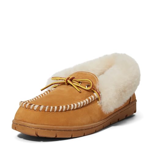 Timberland Women's Gray Peak Shearling Moc Slipper, Wheat, 6