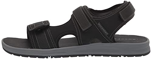 Rockport Men's Lucky Bay Sport 3 Strap Sandal, Black NBK, 10