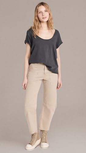 Free People Dylan Tee for Women - Scoop Neckline with Short Sleeves, Super Comfy and Breathable Tee Charcoal MD (Women's 8-10) One Size
