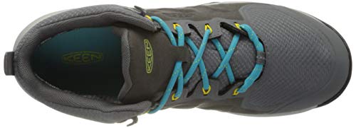 KEEN Women's High Rise Hiking Boots, Black Steel Grey Bright Turquoise 003, 8.5 UK