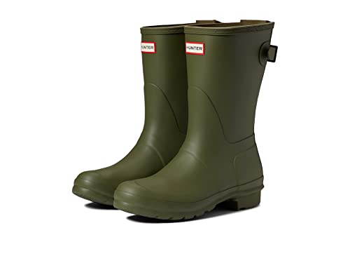 Hunter Original Short Back Adjustable Rain Boots Olive 7 M