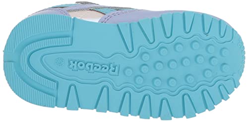 Reebok Girls Classic Leather Sneaker, Lilac Glow/Digital Blue/Pink Glow, 5 Medium US (Toddler)