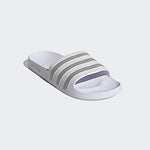 adidas Unisex Adilette Aqua Slide Sandal, White/Platin Metallic/White, 12 US Men