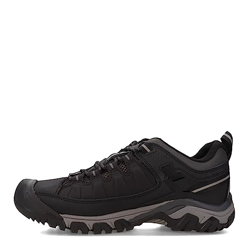 KEEN mens Targhee Exp Low Height Waterproof Hiking Shoe, Black/Steel Grey, 7.5 US