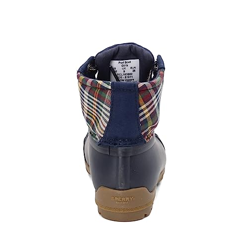 Sperry Port Rain Boot, Plaid/Navy, 9 US Unisex Little Kid