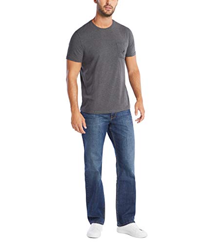 Nautica Men's Solid Crew Neck Short-Sleeve Pocket T-Shirt, Charcoal Heather (Light), Medium