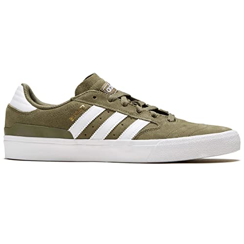 adidas Originals Men's Busenitz Vulc II Fashion Sneaker, Olive Strata/Cloud White/Gold Metallic, 9.5