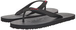 HUGO Mens Bold Logo Denim Print Flip-Flop, Charcoal Denim, 12 US