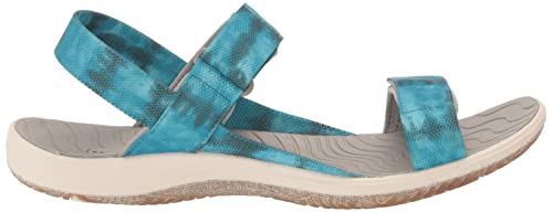 KEEN Elle Backstrap Adjustable Comfortable Durable Open Toe Sandals, Sea Moss/Fjord Blue, 5 US Unisex Big Kid