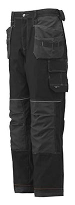 Helly-Hansen Workwear Chelsea Construction Pants for Men Made from Reinforced Cotton/Polyester with Reflective Elements, Black/Charcoal - 42/32